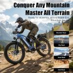 WakeWheel 8000w Peak Electric Bike for Adults, 60V 32Ah Battery Ebike, Fat Tire & Long Range Electric Bicycles, 210Nm Mountain Bike Full Suspension, Hydraulic Brake Electric Bicycle