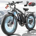 ZHXEBGY 9000W Peak 60V 1560Wh Battery High-Power Dual Motor Ebike, 46MPH 90-100 Miles Long Range, Fat Tire Electric Bike for Adults Men with Hydraulic Disc Brake Electric Bicycle for Off-Road (Black)