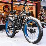 Tuttio Adria26 Electric-Bike for Adults-Men 52V 210NM Dual-Motor E-bike, Long Range Electric Bicycle, 26 * 4" Fat Tire Electric Dirt Bike, 52V E-Bike for Mountain Snow Beach Commuting Hunting（Blue）