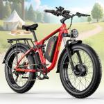PUJH 6000W Dual Motors Electric Bike for Adults,60V 20Ah 26" Fat Tire Ebike,45 mph up to 100 Miles Full Suspension Class 3 Electric Bicycle for Snow Off Road Mountain Hunting Commuter
