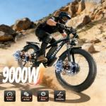 ZHXEBGY 9000W Peak 60V 1560Wh Battery High-Power Dual Motor Ebike, 46MPH 90-100 Miles Long Range, Fat Tire Electric Bike for Adults Men with Hydraulic Disc Brake Electric Bicycle for Off-Road (Black)