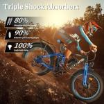Tuttio Adria26 Electric-Bike for Adults-Men 52V 210NM Dual-Motor E-bike, Long Range Electric Bicycle, 26 * 4" Fat Tire Electric Dirt Bike, 52V E-Bike for Mountain Snow Beach Commuting Hunting（Blue）