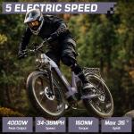 Seemoon 4000W Dual Motor Electric Bike,38MPH &105 Miles Range eBike for Adults,52V 1040Wh,26" Fat Tire Ebike,Step-Thru Electric Bicycle for Off-Road, Mountain,Commuter,7-Speed 160Nm Torque E-bike