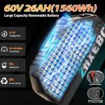 ZHXEBGY 9000W Peak 60V 1560Wh Battery High-Power Dual Motor Ebike, 46MPH 90-100 Miles Long Range, Fat Tire Electric Bike for Adults Men with Hydraulic Disc Brake Electric Bicycle for Off-Road (Black)