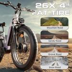 Seemoon 4000W Dual Motor Electric Bike,38MPH &105 Miles Range eBike for Adults,52V 1040Wh,26" Fat Tire Ebike,Step-Thru Electric Bicycle for Off-Road, Mountain,Commuter,7-Speed 160Nm Torque E-bike