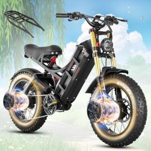 eAhora Romeo Ⅱ Electric Bike - 2025 40MPH 2500W Dual Motor Ebike, 52V 60Ah 200Mile Long Range Electric Bike for Adults, 20"*4.5 Fat Tire Fast Mountain E-Bike Off Road Full Suspension Electric Bicycle