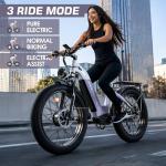 Seemoon 4000W Dual Motor Electric Bike,38MPH &105 Miles Range eBike for Adults,52V 1040Wh,26" Fat Tire Ebike,Step-Thru Electric Bicycle for Off-Road, Mountain,Commuter,7-Speed 160Nm Torque E-bike