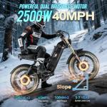 eAhora Romeo 2 Electric Bike - [2026 Latest] 2500W 40MPH Dual Motor 52V 60AH 200Miles Long Range Ebike for Adults, 20" * 4.0 Fat Tire Fast Electric Mountain Bike Full Suspension Off-Road E-Bike