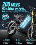 eAhora Romeo Ⅱ Electric Bike - 2025 40MPH 2500W Dual Motor Ebike, 52V 60Ah 200Mile Long Range Electric Bike for Adults, 20"*4.5 Fat Tire Fast Mountain E-Bike Off Road Full Suspension Electric Bicycle