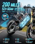 eAhora Romeo 2 Electric Bike - [2026 Latest] 2500W 40MPH Dual Motor 52V 60AH 200Miles Long Range Ebike for Adults, 20" * 4.0 Fat Tire Fast Electric Mountain Bike Full Suspension Off-Road E-Bike