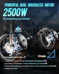 Eahora Romeo Ⅱ 2025 Upgraded 2500W Electric Bike for Adults, 40MPH Fastest Dual Motor Ebike,52V 60Ah 200 Miles Long Range EBike, 20 * 4.5" Fat Tire Full Suspension Electric Mountain Bike,UL2849&App