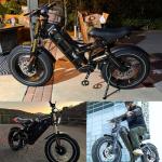 2025 eAhora-Romeo Ⅱ Electric Bike - 40Mph 2500W Dual Motor 52V 60Ah 200Miles Long Range Ebike for Adults, 20'' Fat Tire Air Full Suspension Electric Mountain Bike Off-Road E-Bike