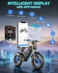 eAhora Romeo 2 Electric Bike - [2026 Latest] 2500W 40MPH Dual Motor 52V 60AH 200Miles Long Range Ebike for Adults, 20" * 4.0 Fat Tire Fast Electric Mountain Bike Full Suspension Off-Road E-Bike