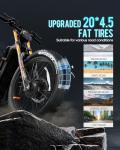 Eahora Romeo Ⅱ 2025 Upgraded 2500W Electric Bike for Adults, 40MPH Fastest Dual Motor Ebike,52V 60Ah 200 Miles Long Range EBike, 20 * 4.5" Fat Tire Full Suspension Electric Mountain Bike,UL2849&App