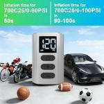 Vorproform Mini Electric Bike Pump with Gauge, Max 120 PSI Portable Bicycle Pump, Auto Stop A5 Nano Ebike Motorcycle Accessories, Tools for MTB, City, Road Bike,Ball