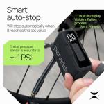 Mini Bike Pump, 120 PSI Mini Electric Bike Pump, 120g, Smart Auto-Stop, ±1 PSI Accuracy, Portable Electric Bike Pump Works with Presta & Schrader Valves