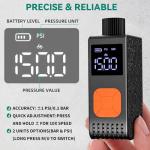 YITAMOTOR Mini Bike Pump,Upgraded150 PSI Portable Bicycle Tire Pump with Gauge,Auto Stop Electric Bike Pump with Presta and Schrader Valve for Road Bike, MTB, Motorcycle, Ball,etc