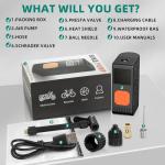 YITAMOTOR Mini Bike Pump,Upgraded150 PSI Portable Bicycle Tire Pump with Gauge,Auto Stop Electric Bike Pump with Presta and Schrader Valve for Road Bike, MTB, Motorcycle, Ball,etc