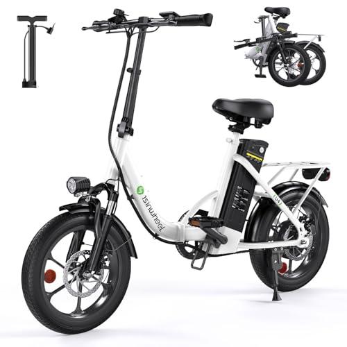 isinwheel U4 16" Folding E Bike for Adults Electric Bike with Suspension, 10.4Ah Battery, 500W Motor, 19mph Top Speed, Step Through Adult Electric Bicycles, Mini Commute Ebike for Adults and Teens