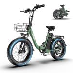 GOKEEP 1800W Folding Electric Bike, 86 Miles Range, 52V 18.2Ah Removable Battery, 20" Fat Tire & Front Suspension Electric Bicycles, 28MPH 7-Speed Commuter Ebike, Max 330LBS, UL2849 Certified, Green