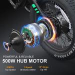 TotGuard Electric Bike,20" Electric Bike for Adults Peak 750W Brushless Motor,20MPH Fat Tire Ebike,Foldable Adult Electric Bicycles with 48V 10Ah Removable Battery,7-Speed,SGS Certified to UL 2849