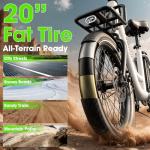 Electric Bike for Adults - 1000W Peak Motor Ebike with 48V 15Ah Removable Battery, 20" Fat Tire | 7-Speed | Step-Thru Commuter Electric Bike, 24 MPH Max Speed | 70 Miles Range | Adult Electric Bicycle