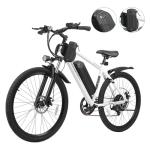 Hoverfly OUREA Electric Bike 26", 750W Peak Motor Mountain Ebike, Up to 40 Miles 20MPH Removable Battery, 7-Speed and Shock Absorber, Electric Commuter Bike for Adults White