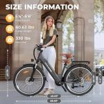 WINDHORSE 26" Electric Bike for Adults 20MPH & 30-50 Miles Range, Shimano 7-Speed, 468WH Removable Battery Commuter Ebike with 750W Peak Motor, Front Suspension, Rear Rack, Fenders (Pearl White)