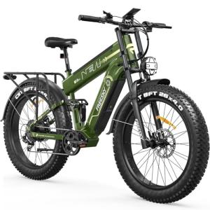 FREESKY Dual Battery Electric Bike for Adults, 48V 41AH 160 Miles Long Range E Bike, 4000W Motor 40MPH+, 26" Fat Tire Fast Mountain EBike, Full Suspension & Hydraulic Brakes, UL 2849 Certified by TÜV