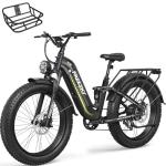 FREESKY 3000W Electric Bike for Adults 105mile Long Range Step-Thru Ebike Motor 37MPH Dirt E Bike 25Ah Removable Battery 26'' Fat Tire Electric Bicycle Full Suspension for Commute Mountains Beach Snow