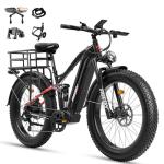 FREESKY 3000W Electric Bike for Adults, 37MPH & 95Miles Range, Dirt All-Terrain Electric Bicycle, 48V 25Ah Removable Battery,26" Fat Tire Full Suspension Mountain Ebike (with Basket&Accessory Kits)