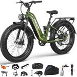 FREESKY Electric Bike for Adults, 37MPH & 105Miles Max Range Ebike, 3000W Power Motor, 48V 25AH, Step-Thru Ebike 26'' Fat Tire 95% Reduce Bump Full Suspension with Rear Bag with Ultimate Kits