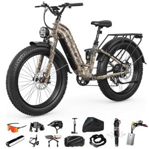 FREESKY 3000W Electric Bike for Adults 105mile Long Range Step-Thru Ebike Motor 37MPH Dirt E Bike 25Ah Removable Battery 26'' Fat Tire Electric Bicycle Full Suspension with Unlocked Controller