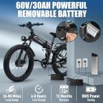 MTRSUE 5000W Dual Motor Electric Bike for Adults, 42MPH 60V 30A Battery, 26"x4" Fat Tire Folding All Terrain Ebike, Full Suspension Electric Bicycle with Shimano 7-Speed Gear-4