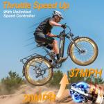 FREESKY 3000W Electric Bike for Adults 105mile Long Range Step-Thru Ebike Motor 37MPH Dirt E Bike 25Ah Removable Battery 26'' Fat Tire Electric Bicycle Full Suspension with Unlocked Controller