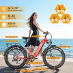 FREESKY 3000W Electric Bike for Adults 105mile Long Range Step-Thru Ebike Motor 37MPH Dirt E Bike 25Ah Removable Battery 26'' Fat Tire Electric Bicycle Full Suspension for Commute Mountains Beach Snow