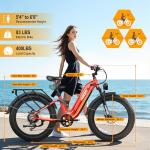 FREESKY Electric Bike for Adults, 37MPH & 105Miles Max Range Ebike, 3000W Power Motor, 48V 25AH, Step-Thru Ebike 26'' Fat Tire 95% Reduce Bump Full Suspension with Rear Bag with Ultimate Kits