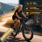 FREESKY 3000W Electric Bike for Adults 105mile Long Range Step-Thru Ebike Motor 37MPH Dirt E Bike 25Ah Removable Battery 26'' Fat Tire Electric Bicycle Full Suspension with Unlocked Controller