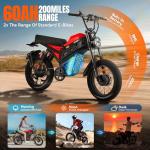 FREESKY 4000W Dual Motor Electric Dirt Bike for Adult,2880WH 60AH Battery Up to 40MPH & 200Mile Long Range Moped Ebike,20" Fat Tires All Terrain Mountain E bike,Full Suspension AWD Electric Motorcycle