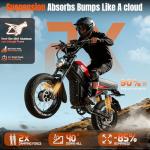 FREESKY 4000W Dual Motor Electric Dirt Bike for Adult,2880WH 60AH Battery Up to 40MPH & 200Mile Long Range Moped Ebike,20" Fat Tires All Terrain Mountain E bike,Full Suspension AWD Electric Motorcycle