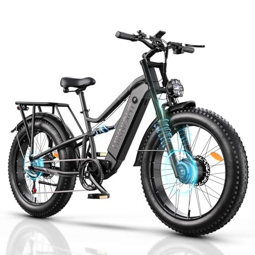 HiKNiGHT Dual Motor Electric Bike Peak 3000W, 52V 20AH Battery E Bike for Adults 26 Inch Fat Tire Mountain Electric Bicycle 38 MPH, Full Suspension Dual Hydraulic Disc Brake, Up to 90 Miles Range
