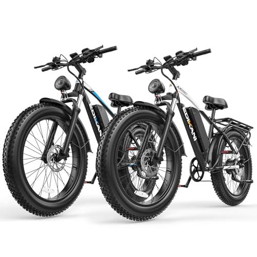 EDIKANI 26" Electric Bike for Adults, 90 Miles 34MPH Fast E Bike for Commuter, Peak 1500W Fat Tire Ebike for Adults Electric with 48V 18AH Removable Battery (with Saddlebag, Black Blue)