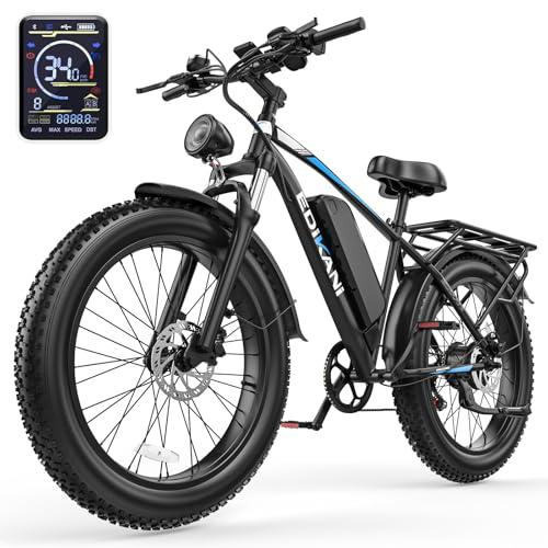 EDIKANI 26" Electric Bike for Adults, 90 Miles 34MPH Fast E Bike for Commuter, Peak 1500W Fat Tire Ebike for Adults Electric with 48V 18AH Removable Battery