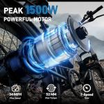 EDIKANI 26" Electric Bike for Adults, 90 Miles 34MPH Fast E Bike for Commuter, Peak 1500W Fat Tire Ebike for Adults Electric with 48V 18AH Removable Battery (with Saddlebag, Black Blue)