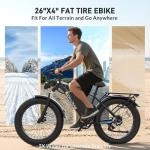 EDIKANI 26" Electric Bike for Adults, 90 Miles 34MPH Fast E Bike for Commuter, Peak 1500W Fat Tire Ebike for Adults Electric with 48V 18AH Removable Battery (with Saddlebag, Black Blue)