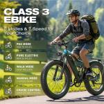 Electric Bike, Peak 2000W Full Suspension Ebike for Adults, 921.6WH Built-in Battery Mens Electric Bicycle 80 Miles Range Dual Hydraulic Brake, 26" Fat Tire Off Road E Bikes for Mountain, Snow, Sand