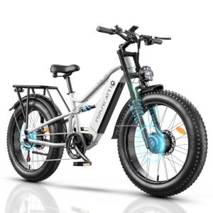 HiKNiGHT Dual Motor Electric Bike Peak 3000W, 52V 20AH Battery E Bike for Adults 26 Inch Fat Tire Mountain Electric Bicycle 38 MPH, Full Suspension Dual Hydraulic Disc Brake, Up to 90 Miles Range