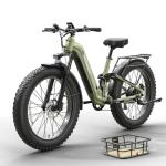 PUCKIPUPPY Electric Bike for Adults 960W, 48V 20AH Battery Adult Ebike, Full Suspension 26" Fat Tire E Bike, 28MPH 80Miles Range Mountain Electric Bicycle, 7 Speed, BoxerST, Green