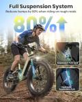 PUCKIPUPPY Electric Bike for Adults 960W, 48V 20AH Battery Adult Ebike, Full Suspension 26" Fat Tire E Bike, 28MPH 80Miles Range Mountain Electric Bicycle, 7 Speed, BoxerST, Green