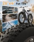 QRONGE Electric Bike for Adults 1800W Peak, 26" Fat Tire Ebike, Adult Electric Bicycles, 28MPH(PAS Mode) Electric Mountain E Bike, Up to 70 Miles, 7 Speed, Fenders, Rear Rack